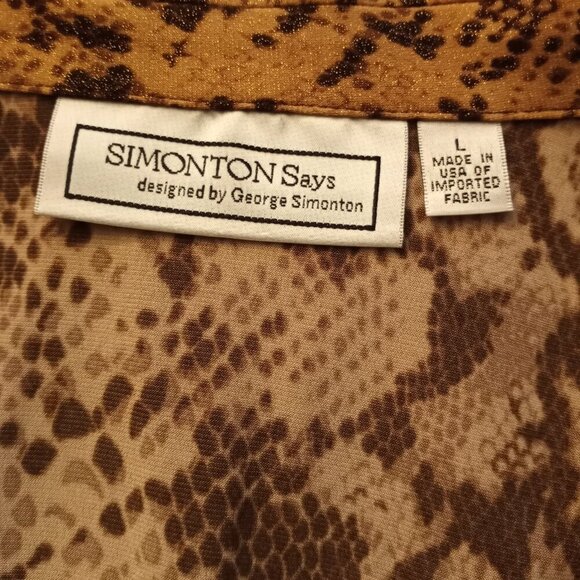 George Simonton SIMONTON Says Lurex Printed Knit Duster Brown Multi Large NWOT - Picture 9 of 11
